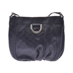 GUCCI Guccissima GG Black Leather Shoulder Bag